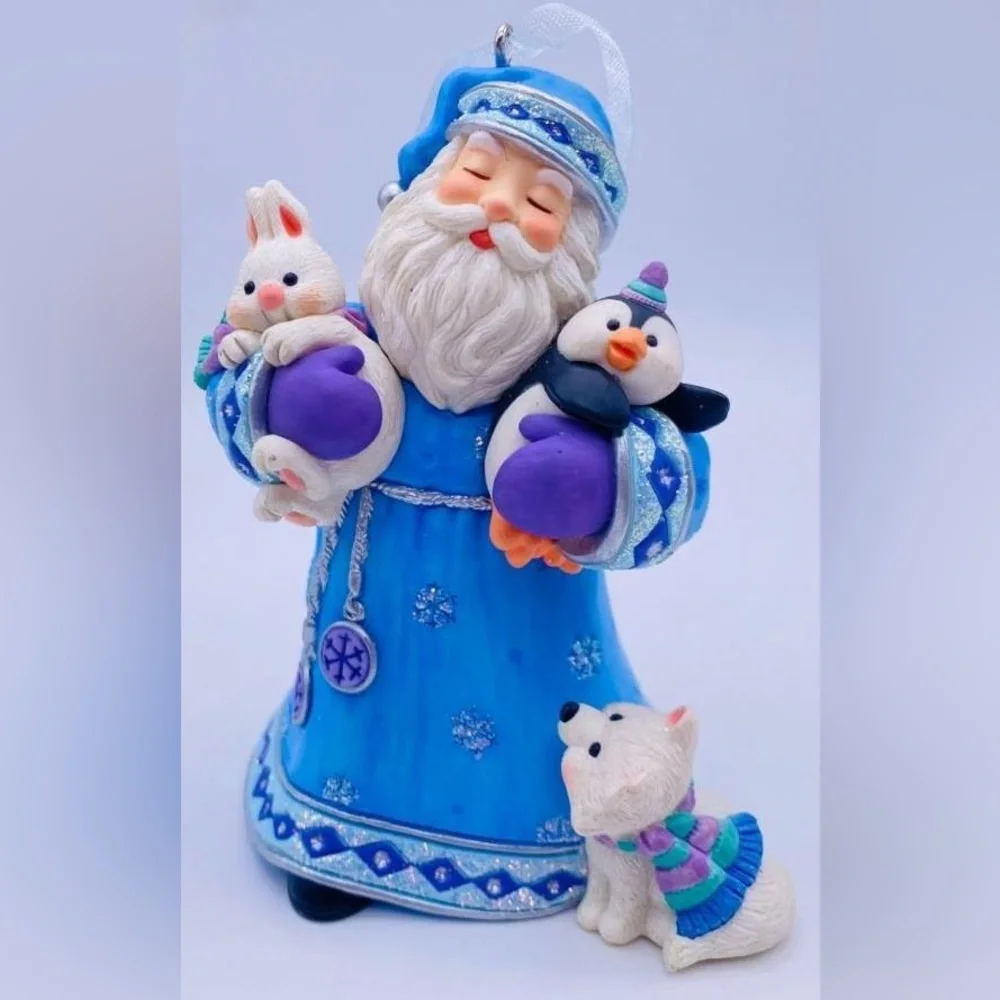 Vintage Woodland Friends Hallmark Keepsake Ornament 2002 Santa Bunny Penguin Dog